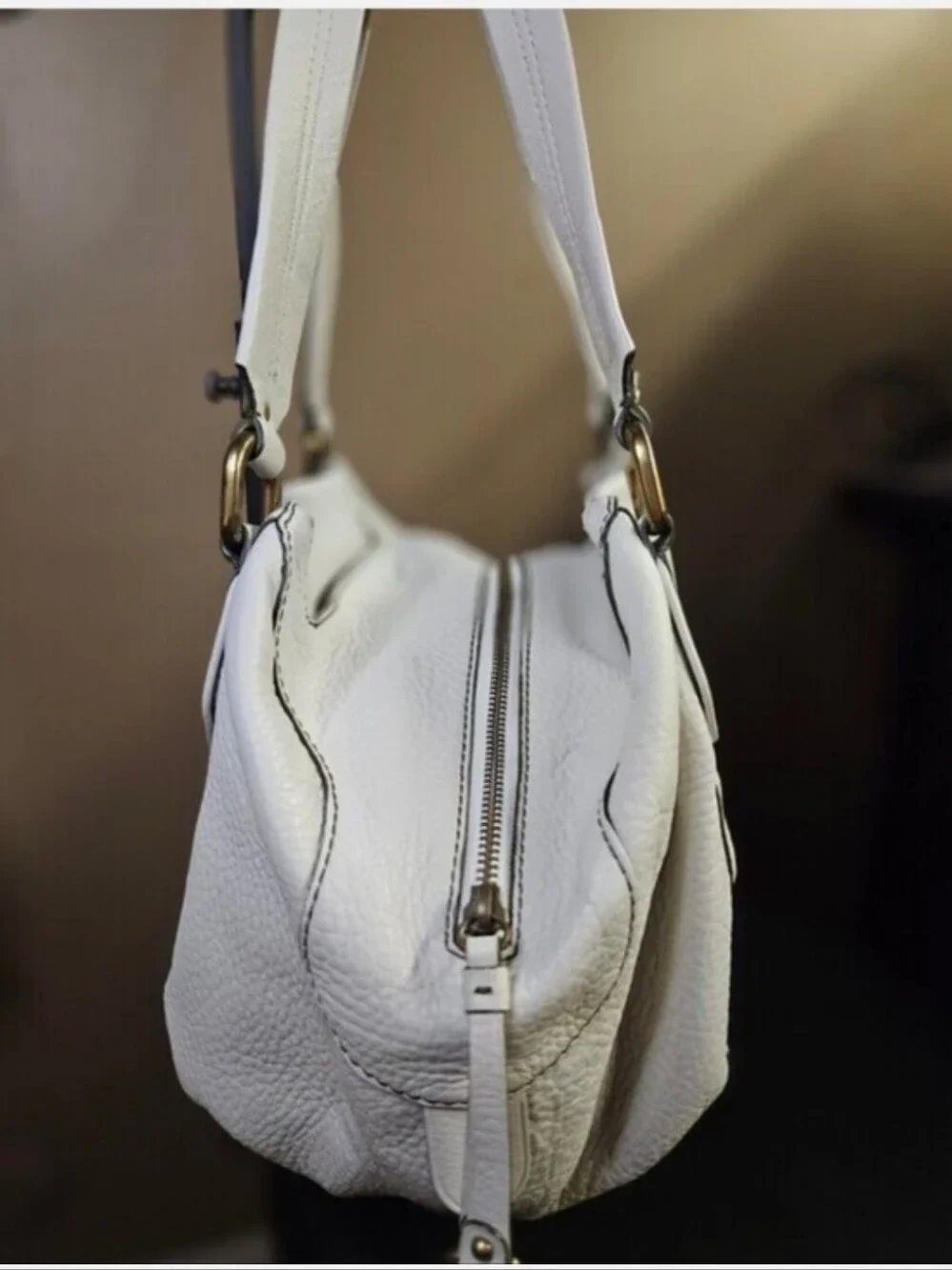 Cole Haan Village Phoebe Leather Satchel- Dove White